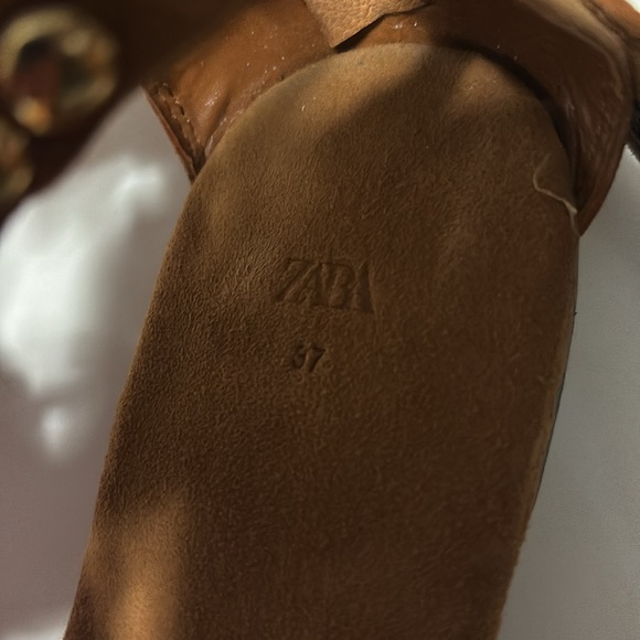 Zara Gladiator Sandals Brown Suede Like Zip Up Back Size 37 - Picture 6 of 7
